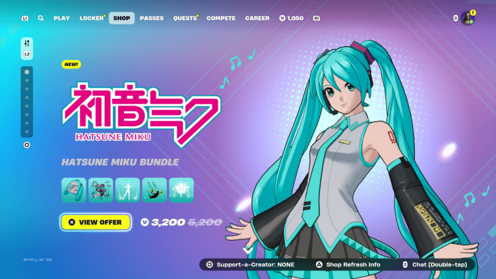 Articoli Hatsune Miku nel negozio di articoli Fortnite