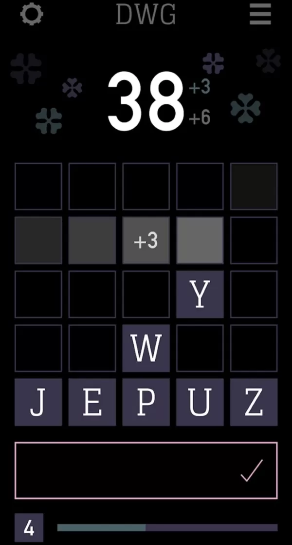 A grid on a black background shows someone spelling a word, a number at the top keeps score