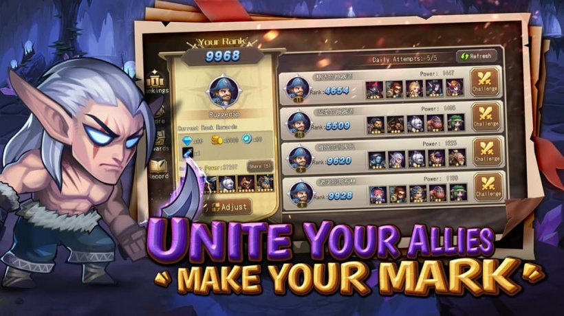 Isang screenshot ng Pahina-Pahina na nagpapakita ng isang Warcraft-esque Purple Elf na nakatayo bago ang isa pang inilalagay na screenshot