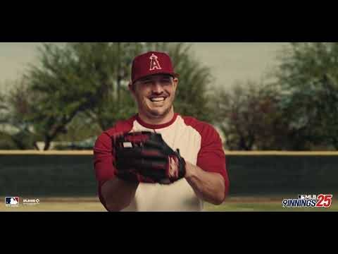 MLB 9 Innings 25 Trailer Screenshot na nagtatampok kay Ken Griffey Jr., Mike Trout, at Greg Maddux