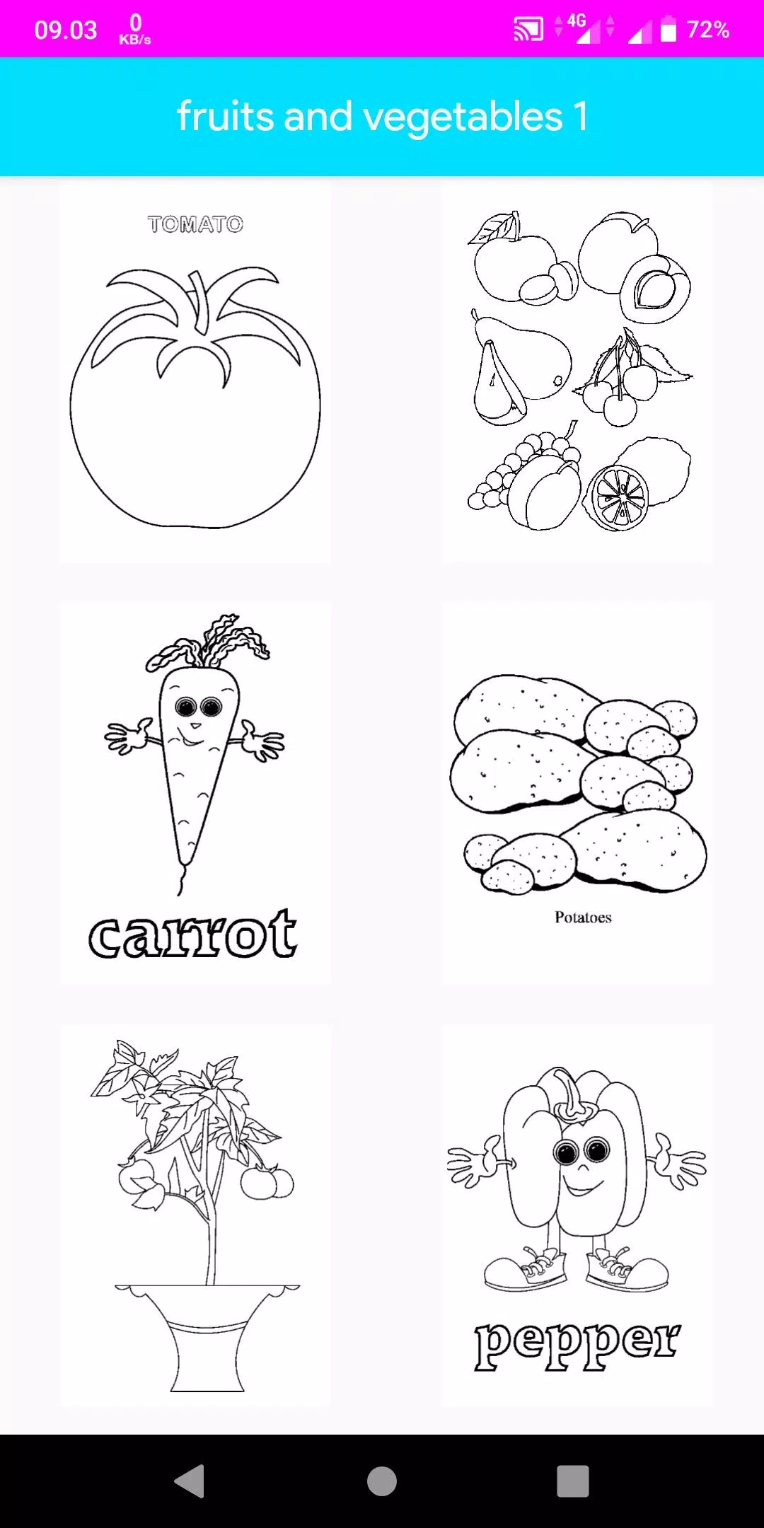 Coloring Fruits And Vegetables Capture d'écran 2