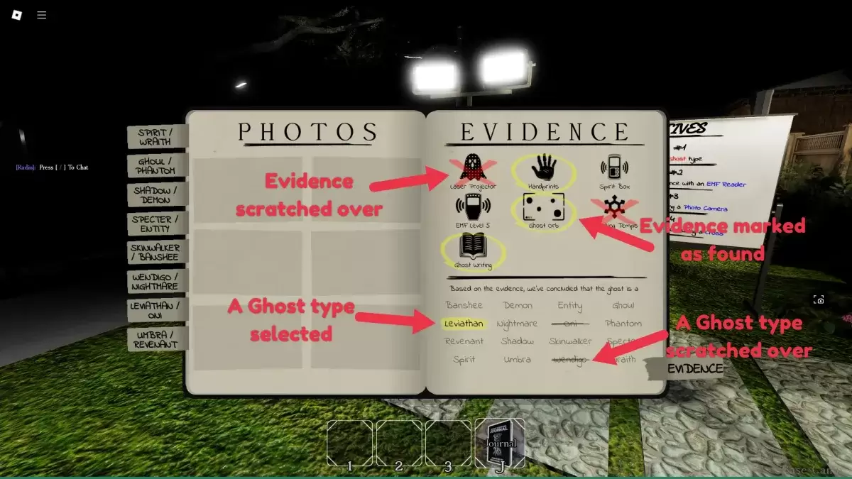Evidence journal page in Demonology