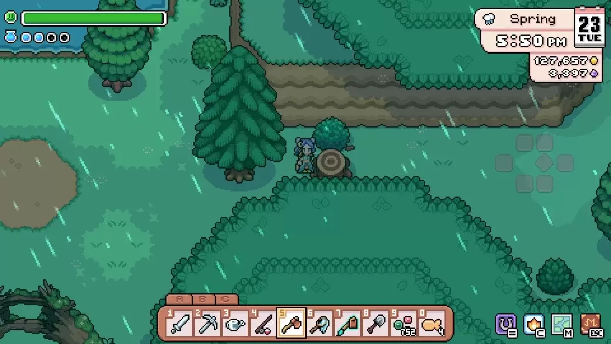 Player clearing path in Deep Woods