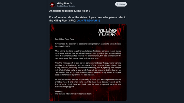 Killing Floor 3 Releasedatum uitgesteld in 2025 na gesloten bèta teleurstellingen