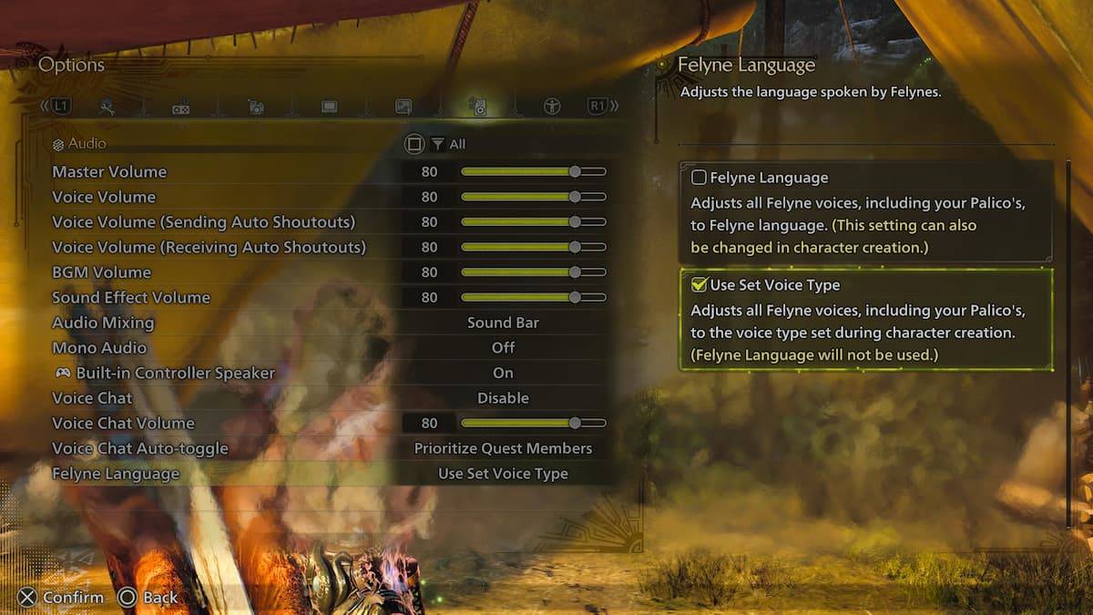 Monster Hunter Wilds - Mga Setting ng Wika ng Palico