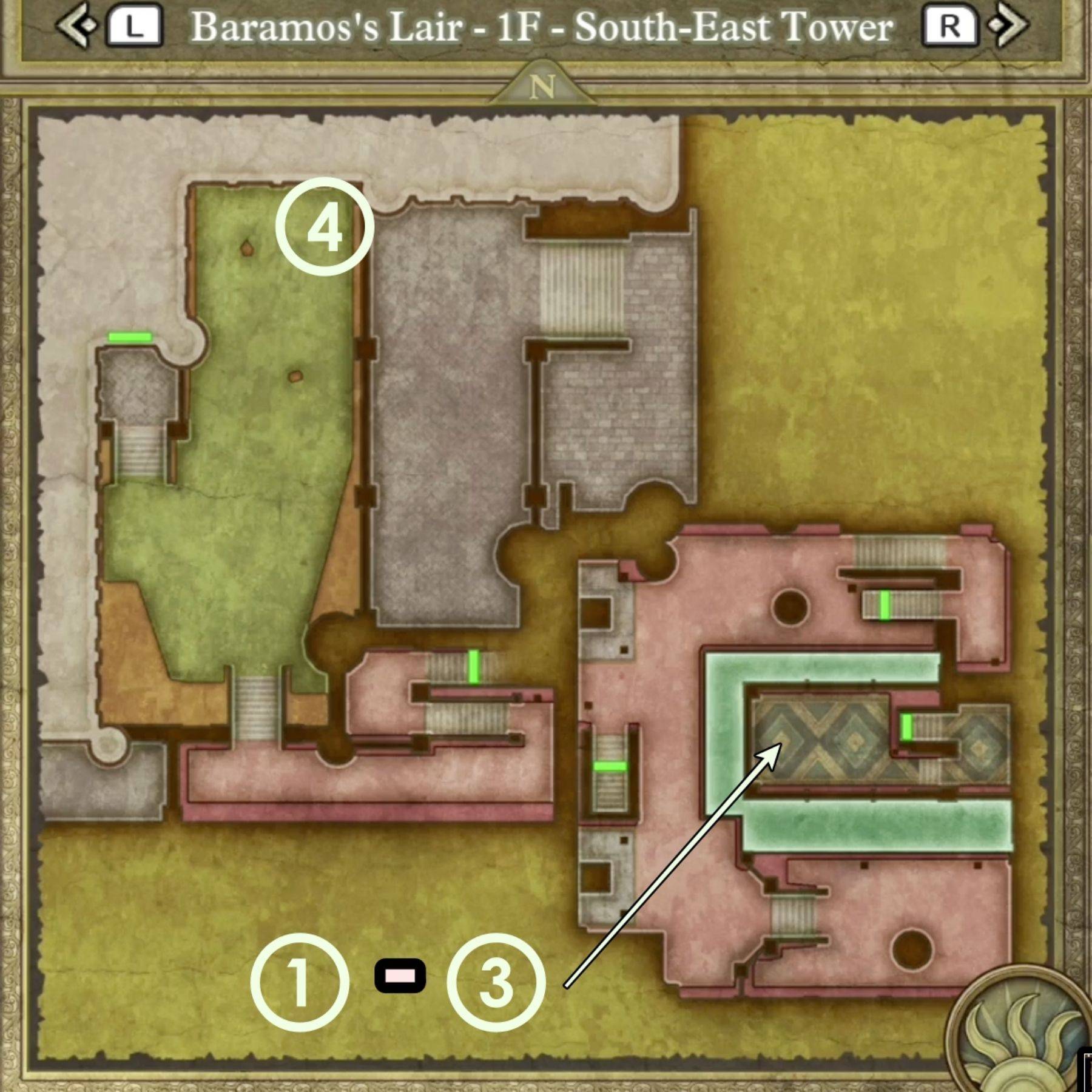 Image: Map highlighting Southeast Tower treasure