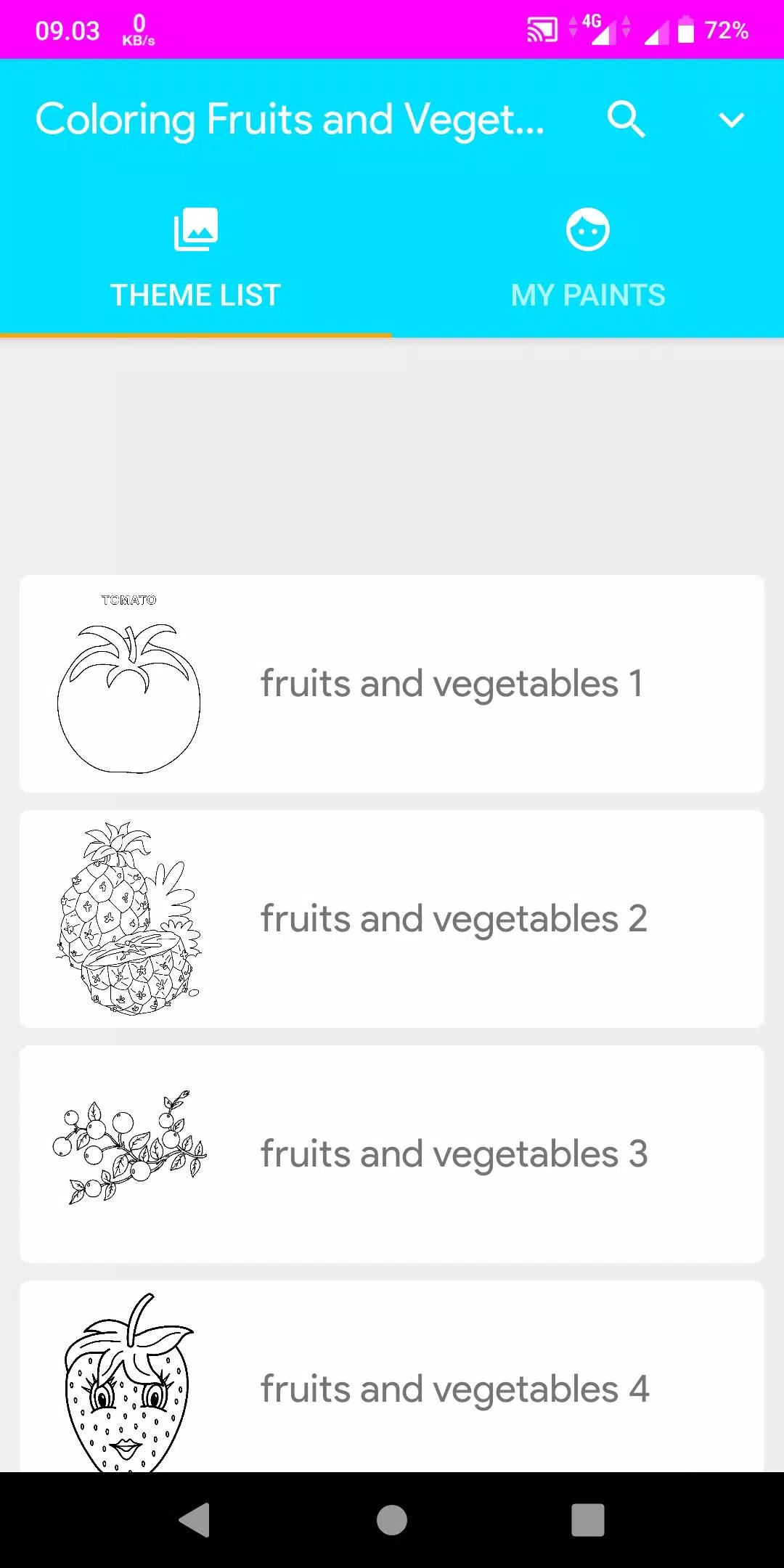 Coloring Fruits And Vegetables Capture d'écran 0
